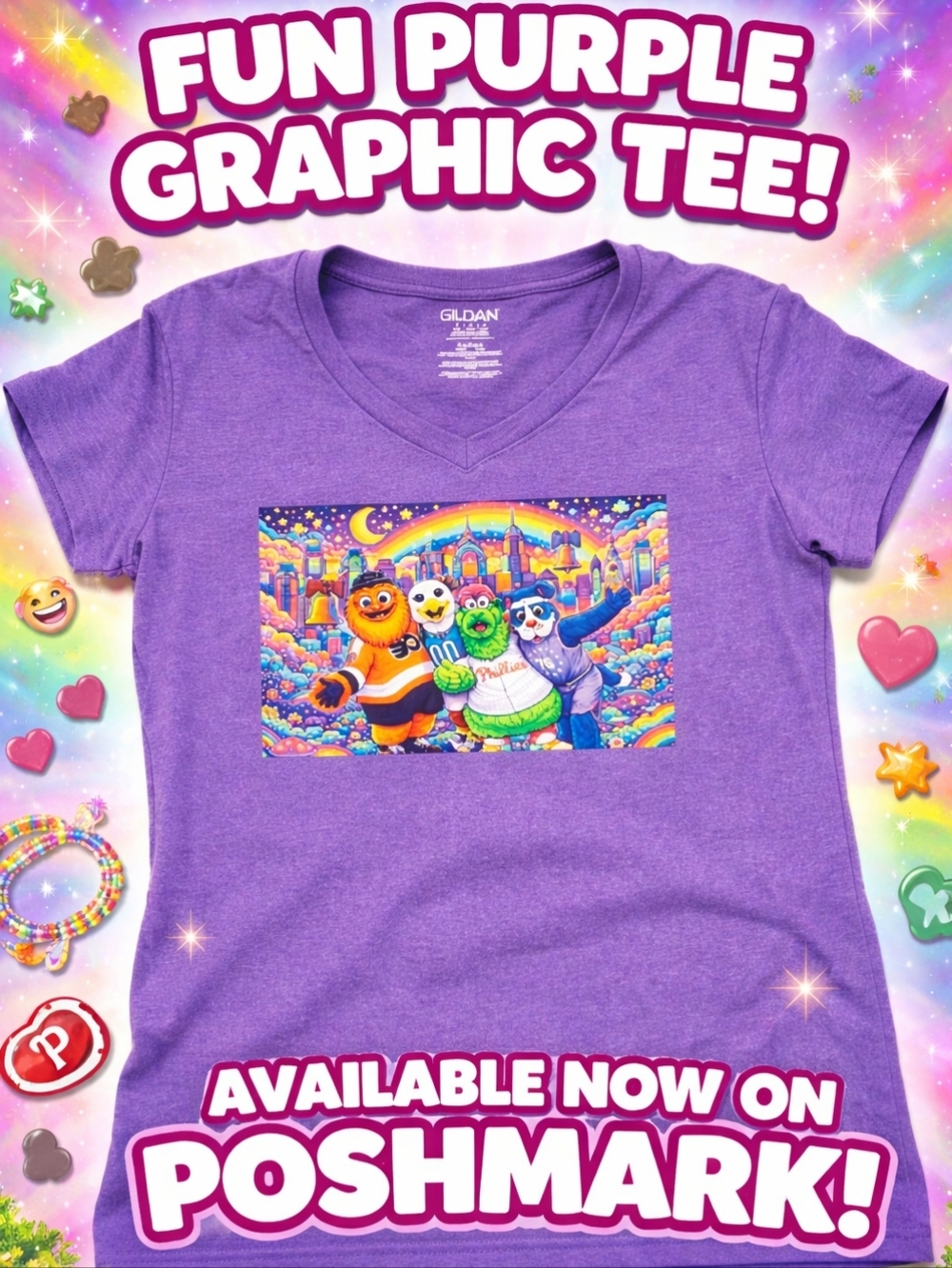 Handmade Philadelphia Mascots Lisa Frank Style Gritty Phanatic Swoop Franklin